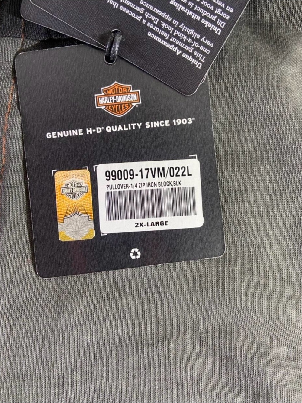Harley-Davidson Gray & Black Half-Zip Pullover with Logo Patches - Picture 4 of 4